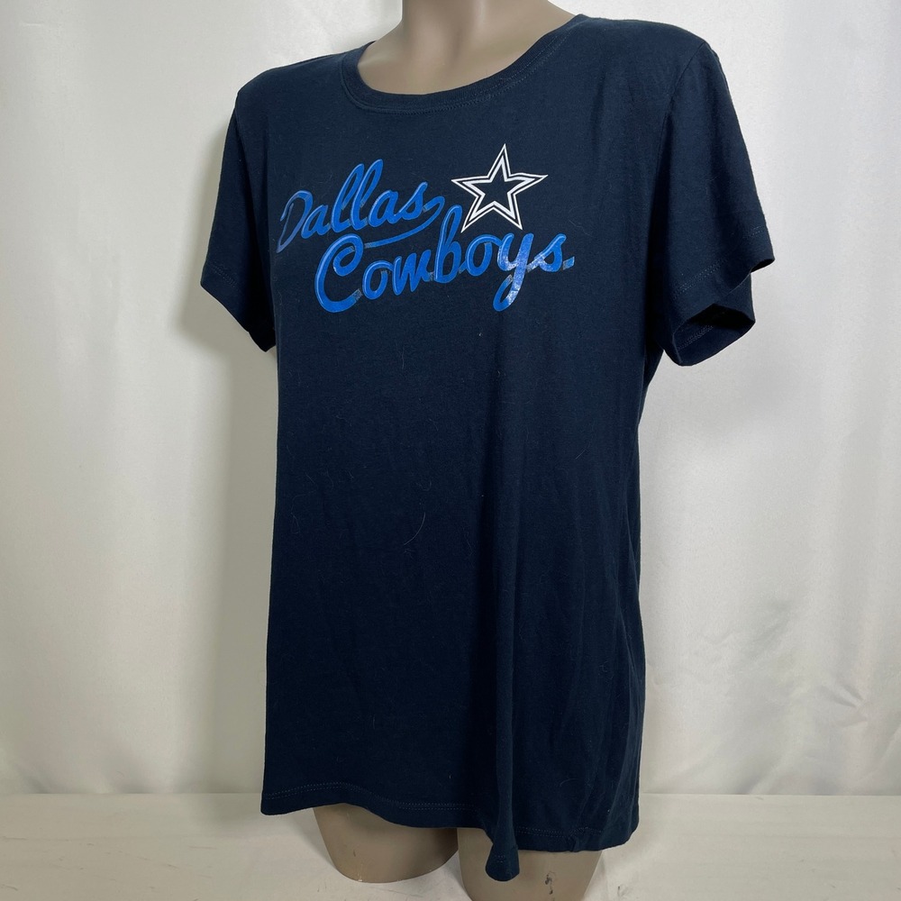 Dallas Cowboys NFL Football Hello Script Navy Blue T-Shirt Women's XXL - Picture 2 of 8
